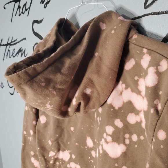 Essentials Zara Brown Bleach Dye Men's Basic Hoodie, M - Picture 5 of 6